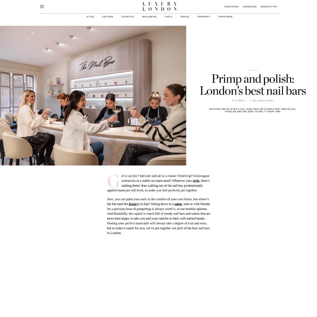 Paint Nails London featured in an article in luxury london